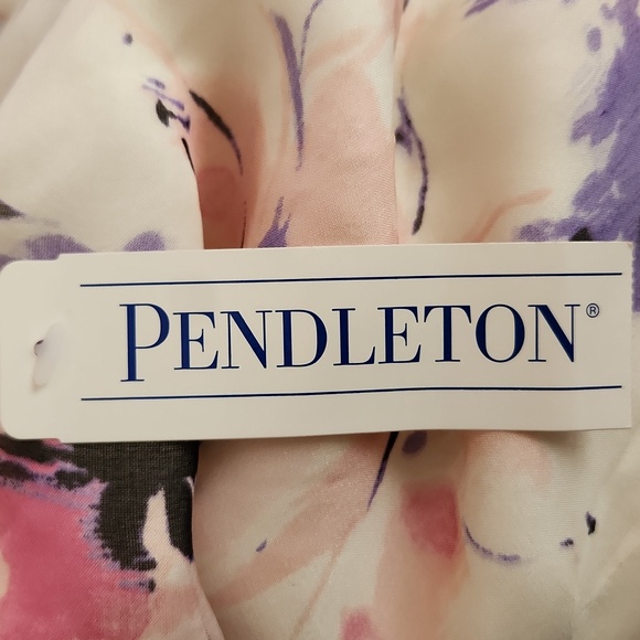 Pendleton Silk Floral Dress Sleeveless In Petal Power White Pink Purple 10 NWT - Picture 12 of 13